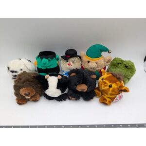 Swibco Puffkins Plush Lot‎ Beaver Cow Frog Dalmatian Elf Frankenstein Scarecrow